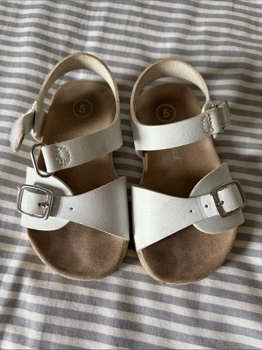 Kids White Buckle Sandals